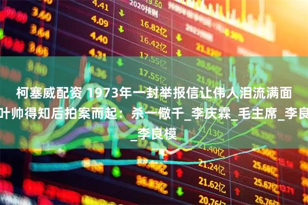 柯塞威配资 1973年一封举报信让伟人泪流满面，叶帅得知后拍案而起：杀一儆千_李庆霖_毛主席_李良模